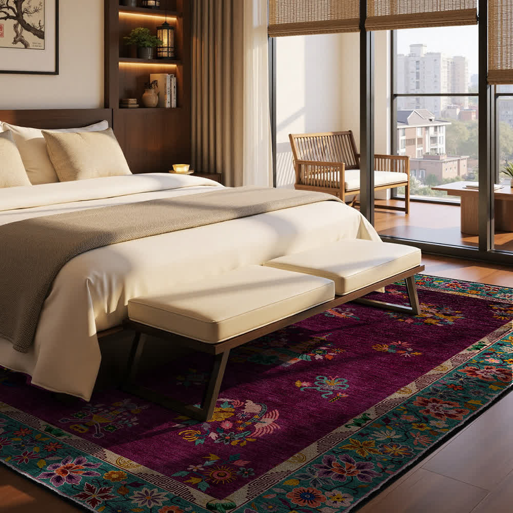 Retro Floral Anti-slip Indoor Outdoor Rug - image 4
