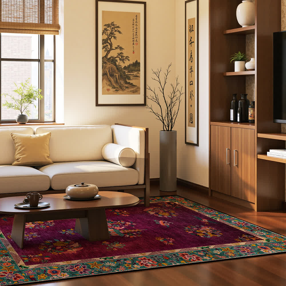 Retro Floral Anti-slip Indoor Outdoor Rug - image 2