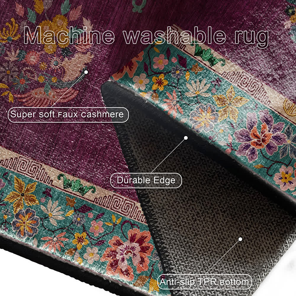 Retro Floral Anti-slip Indoor Outdoor Rug
