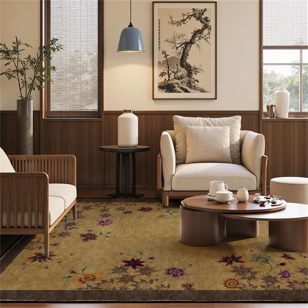 Floral Maple Leaf Anti-slip Indoor Outdoor Rug