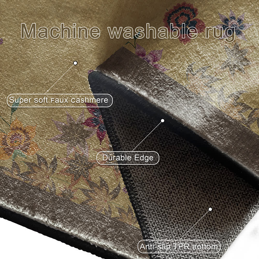 Floral Maple Leaf Anti-slip Indoor Outdoor Rug