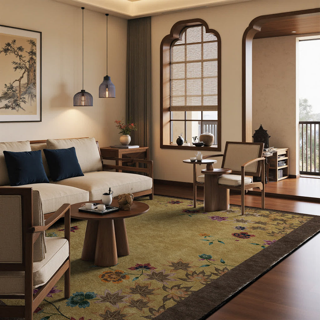 Floral Maple Leaf Anti-slip Indoor Outdoor Rug