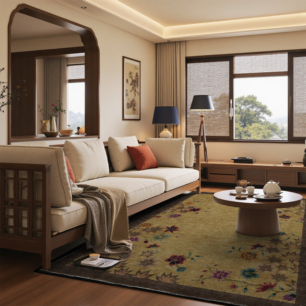 Floral Maple Leaf Anti-slip Indoor Outdoor Rug