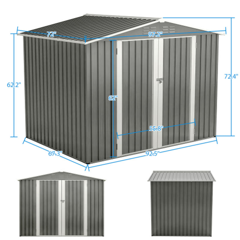 8 X 6ft Outdoor Waterproof Garden Tool Storage Sheds