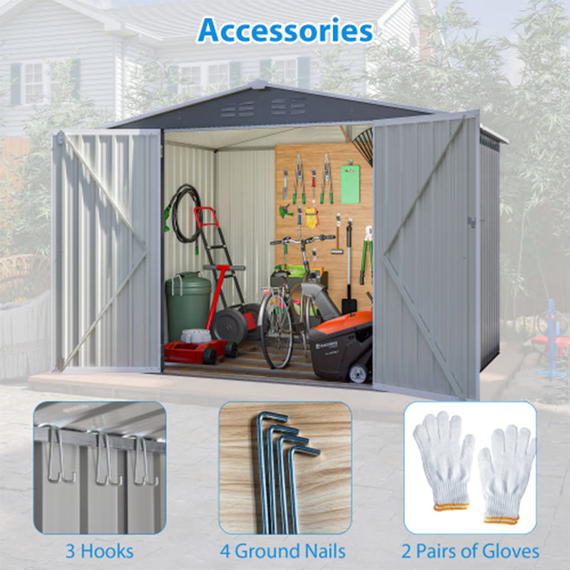 8 X 6ft Outdoor Waterproof Garden Tool Storage Sheds - image 3