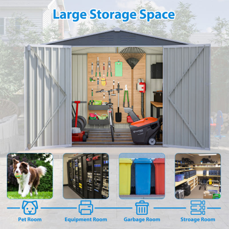 8 X 6ft Outdoor Waterproof Garden Tool Storage Sheds