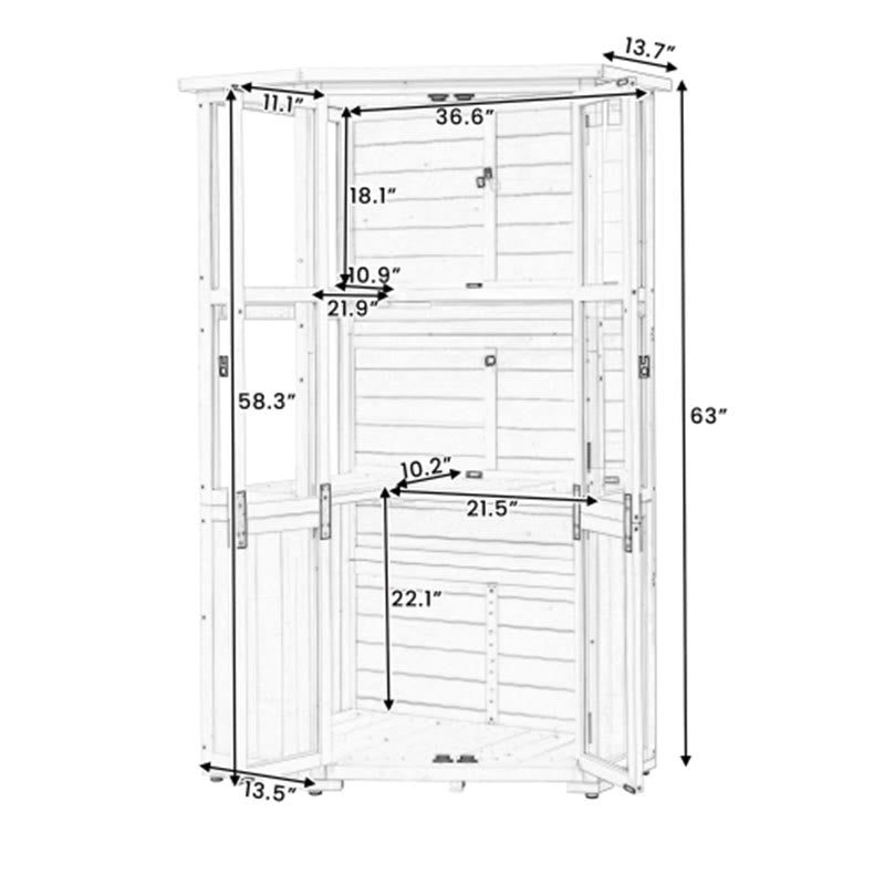63'' Height Garden Wood Storage Shed