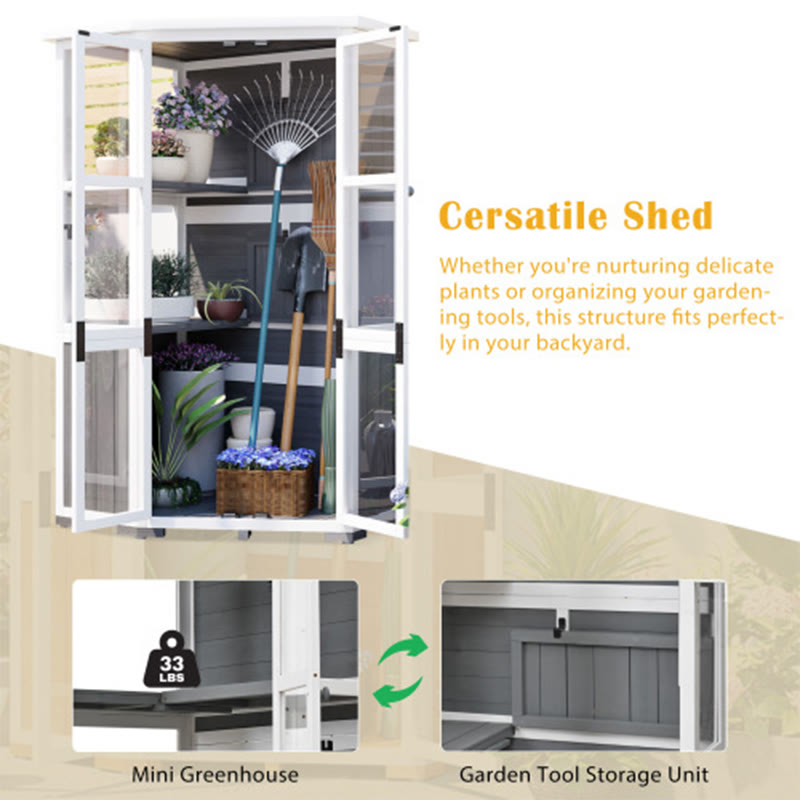 63'' Height Garden Wood Storage Shed