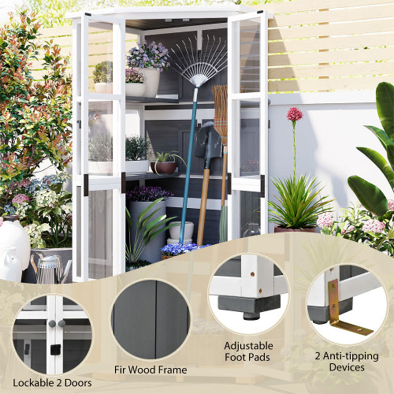 63'' Height Garden Wood Storage Shed