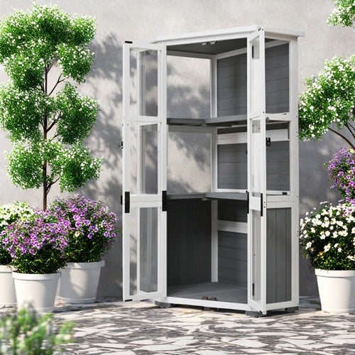 63'' Height Garden Wood Storage Shed - 45"W x 28.5"D x 11.75"H - image 0