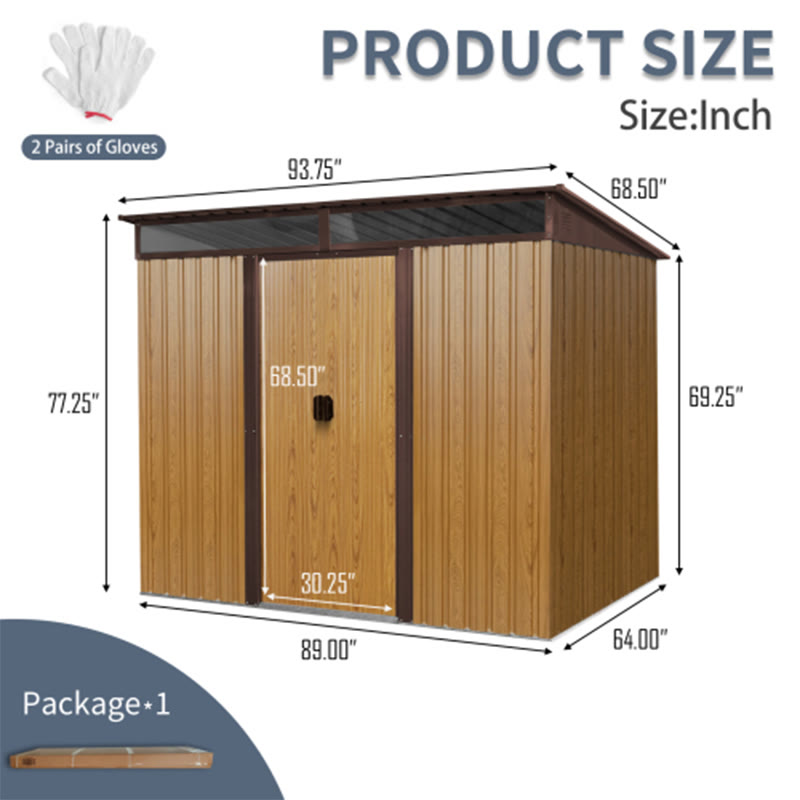 Coffee 8ft X 6ft Outdoor Metal Storage Shed