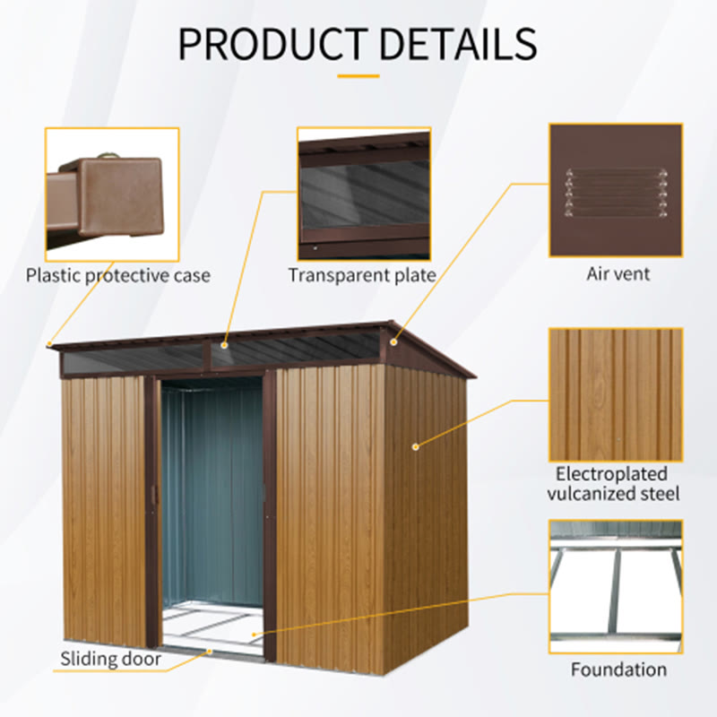 Coffee 8ft X 6ft Outdoor Metal Storage Shed
