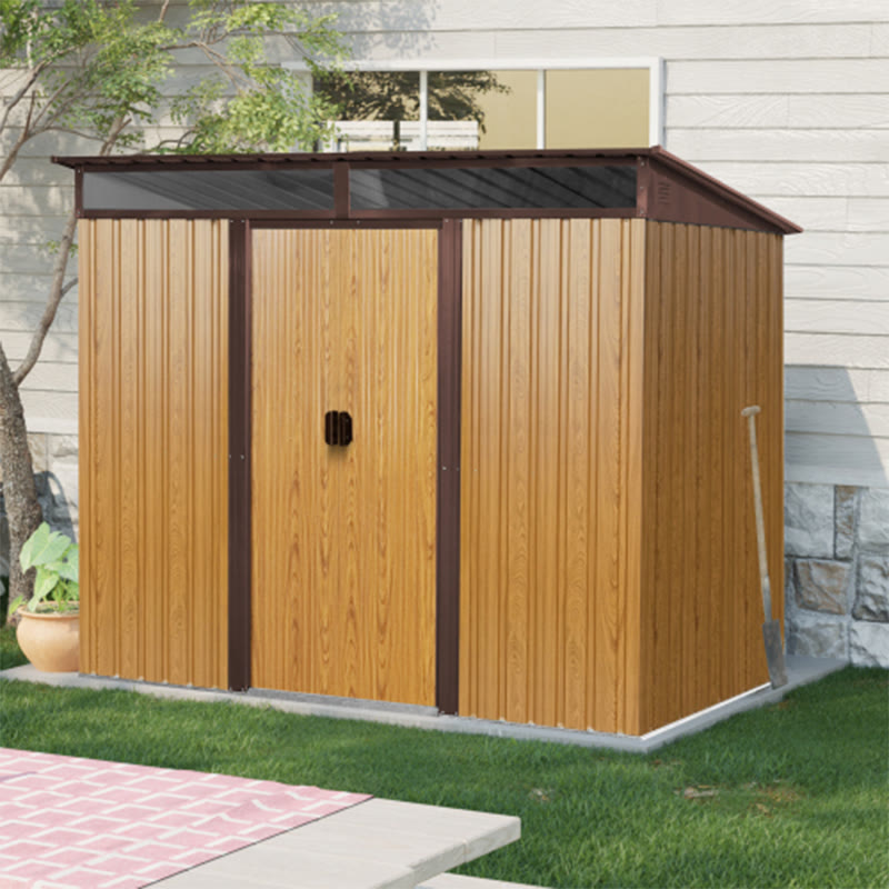 Coffee 8ft X 6ft Outdoor Metal Storage Shed - 93.75"W x 68.5"D x 77.25"H - image 0