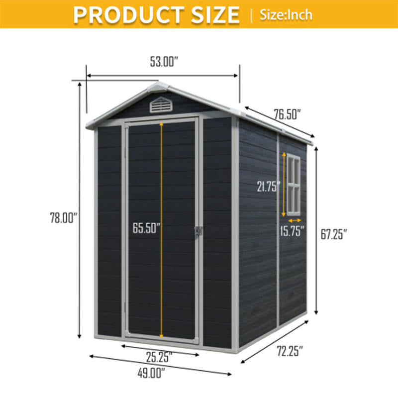 4x6ft Resin Outdoor Storage Shed