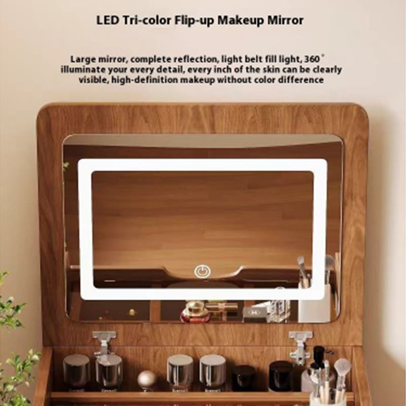 Walnut Vanity Desk With Plip Top Mirror - image 8