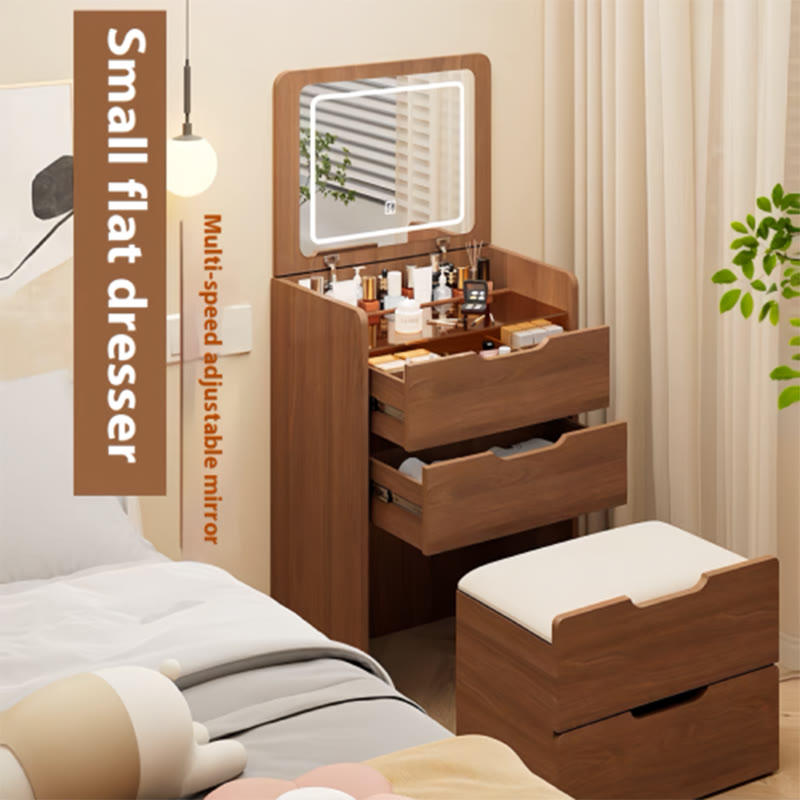 Walnut Vanity Desk With Plip Top Mirror - image 3