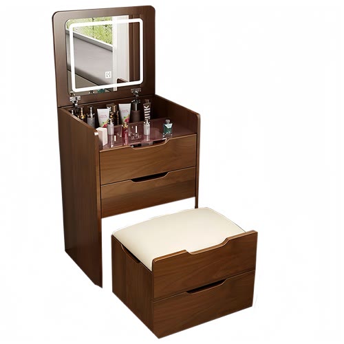 Walnut Vanity Desk With Plip Top Mirror - image 1