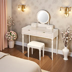 Luxury Vanity Desk With Round Mirror - image 5