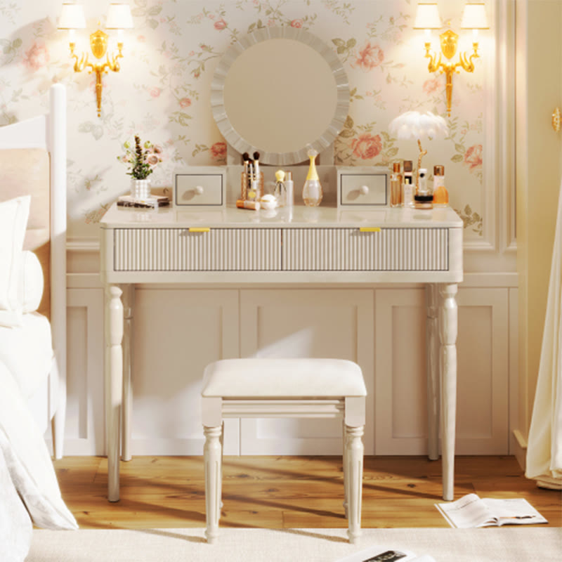 Luxury Vanity Desk With Round Mirror - image 2