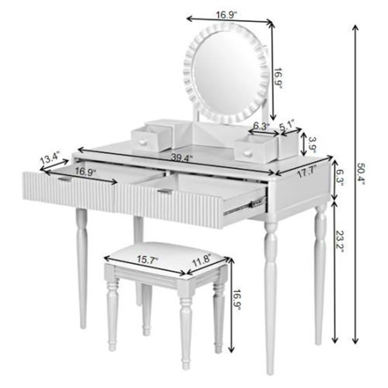 Luxury Vanity Desk With Round Mirror - image 9