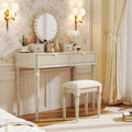 Luxury Vanity Desk With Round Mirror - 39.40"L x 17.70"W x 29.90"H - image 0