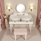 Luxury Vanity Desk With Round Mirror - image 4