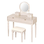 Luxury Vanity Desk With Round Mirror - image 1