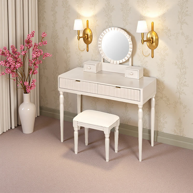 Luxury Vanity Desk With Round Mirror - image 3
