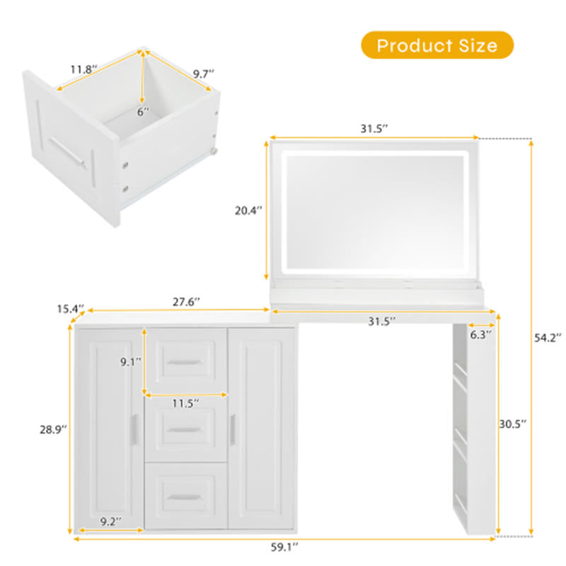 59" Makeup Vanity Desk With Mirror - image 6