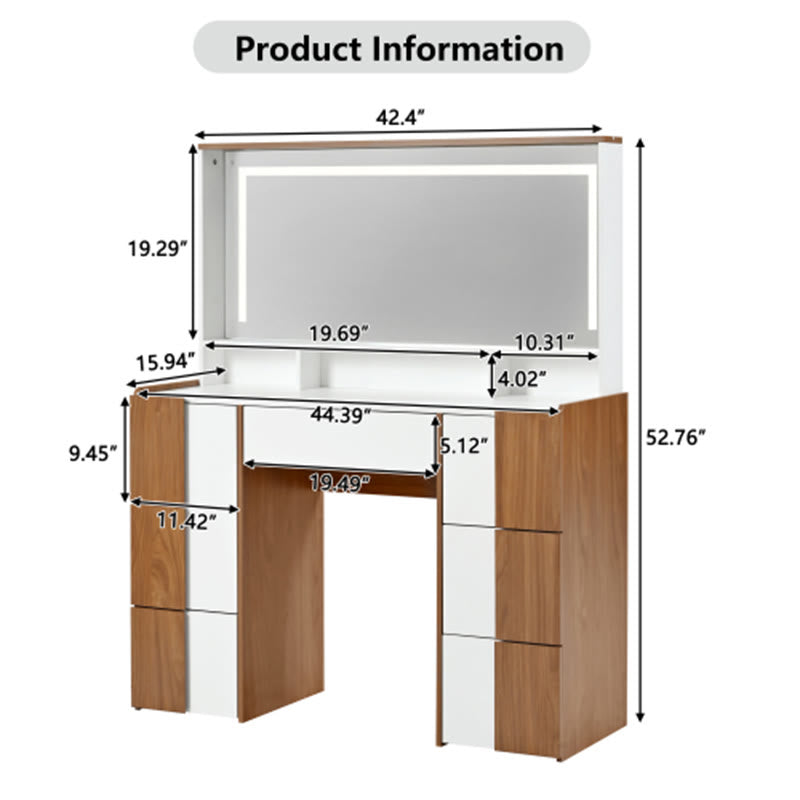 44.4" Vanity Table With Large Lighted Mirror - image 9