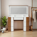44.4" Vanity Table With Large Lighted Mirror - 44.40"L x 15.90"W x 52.80"H - image 0