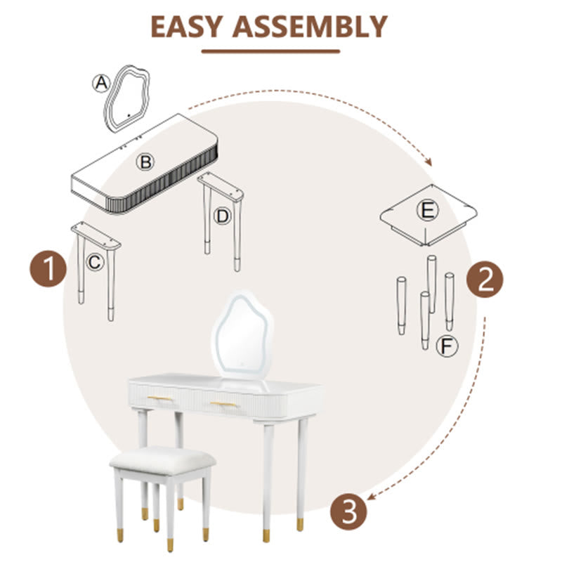 40" Modern Vanity Table Set With Mirror - image 4