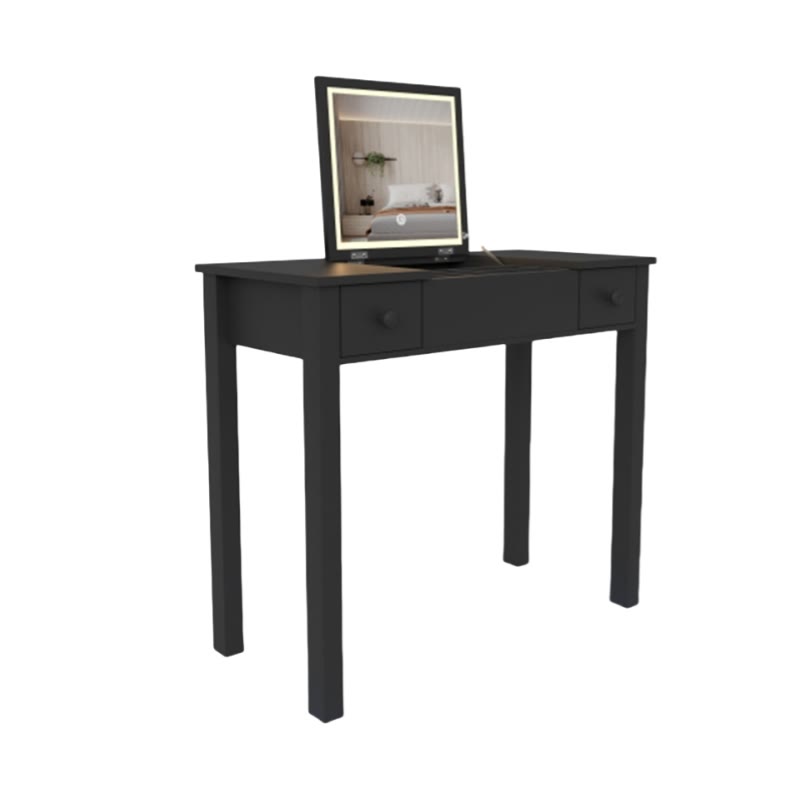 Elegant Black Vanity Table With Led Lights