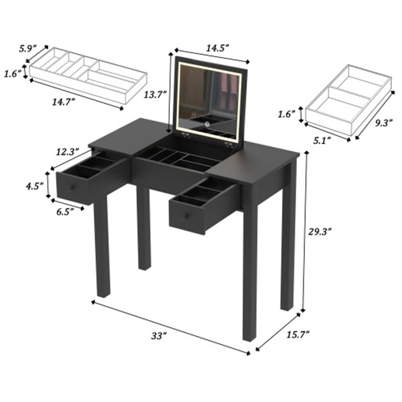 Elegant Black Vanity Table With Led Lights - image 12