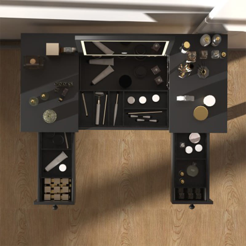 Elegant Black Vanity Table With Led Lights