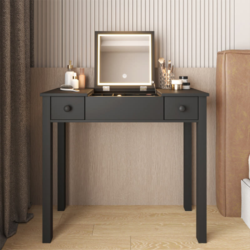 Elegant Black Vanity Table With Led Lights