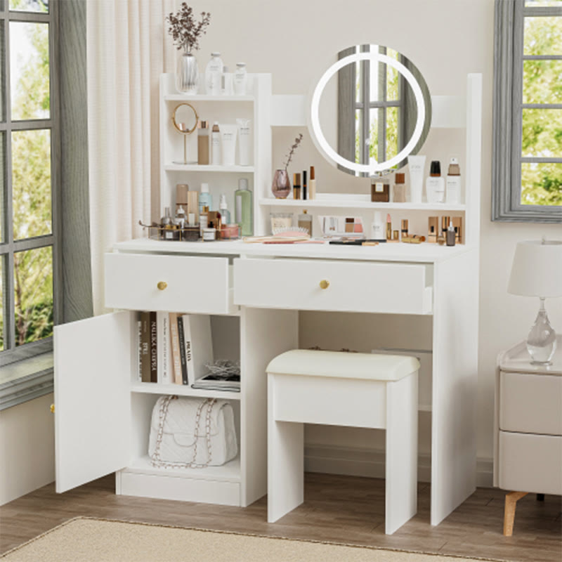 Fashion Vanity Desk With Mirror - 35.43"L x 15.75"W x 52.36"H - image 0