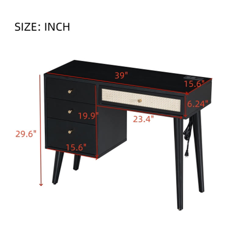 39" Retro Wooden Makeup Vanity Set