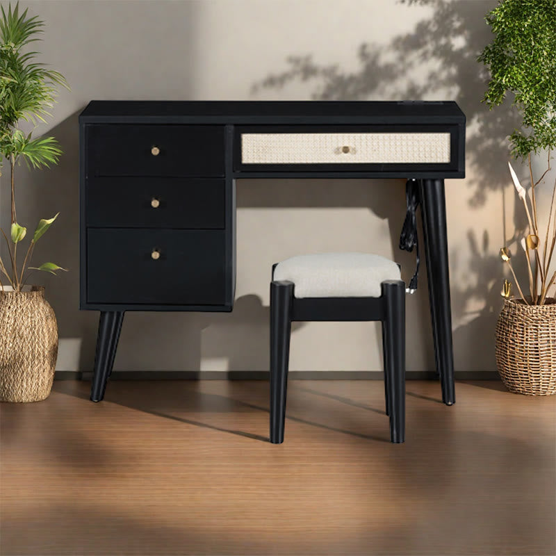 39" Retro Wooden Makeup Vanity Set