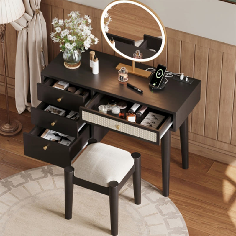 39" Retro Wooden Makeup Vanity Set