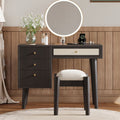 39" Retro Wooden Makeup Vanity Set - 39"L x 15.60"W x 29.60"H - Black - image 0