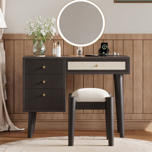 39" Retro Wooden Makeup Vanity Set - 39"L x 15.60"W x 29.60"H - Black - image 0
