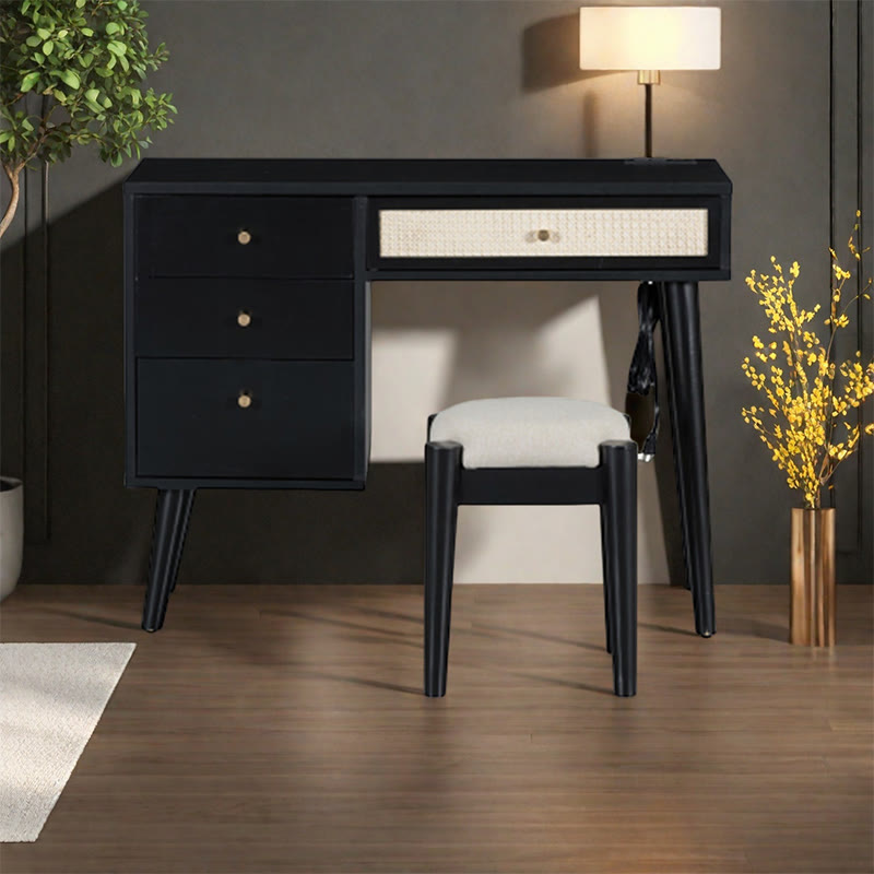 39" Retro Wooden Makeup Vanity Set