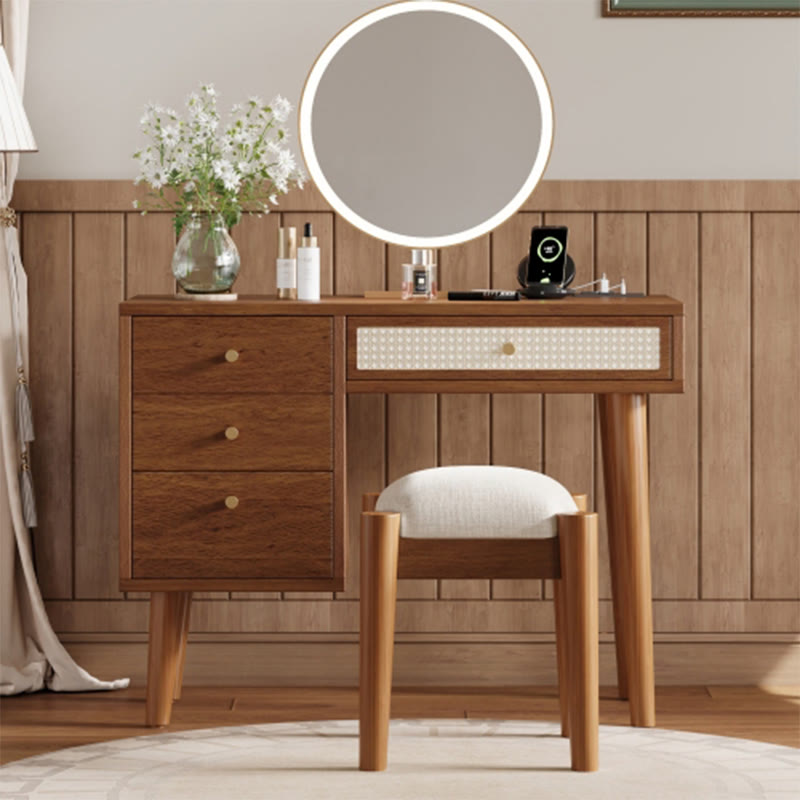 39" Retro Wooden Makeup Vanity Set - 39"L x 15.60"W x 29.60"H - Walnut - image 7