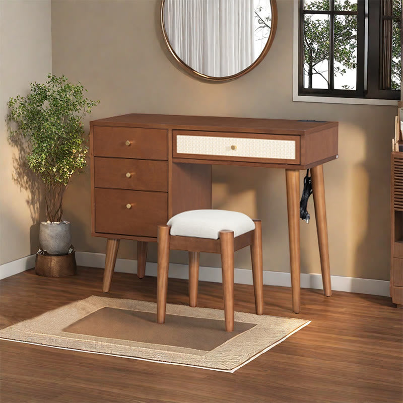 39" Retro Wooden Makeup Vanity Set