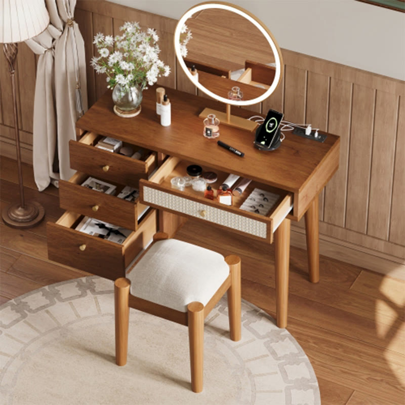 39" Retro Wooden Makeup Vanity Set