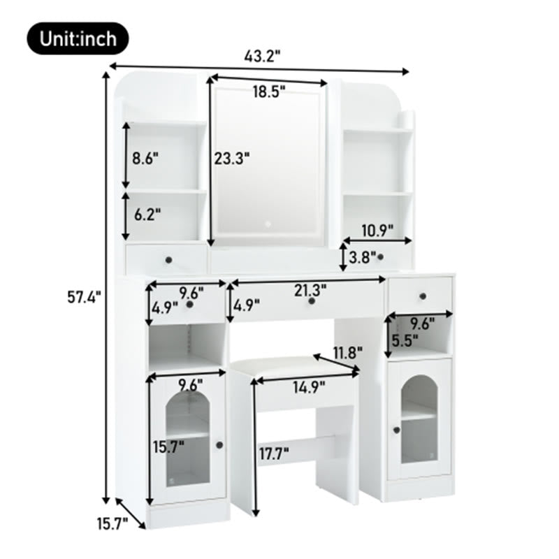 43.2" Vanity Desk With Led Mirror  - image 8