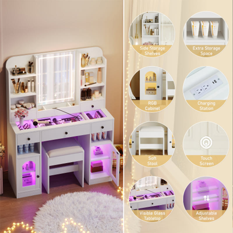 43.2" Vanity Desk With Led Mirror  - image 5