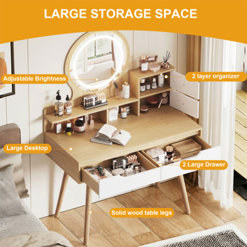 Makeup Vanity Desk With 3 Adjustable Lighted Mirror - image 8