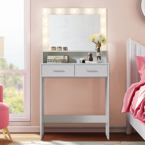 Vanity Desk With 3 Lighting Modes Mirror  - 54.30"L x 27.70"W x 15.70"H - image 0